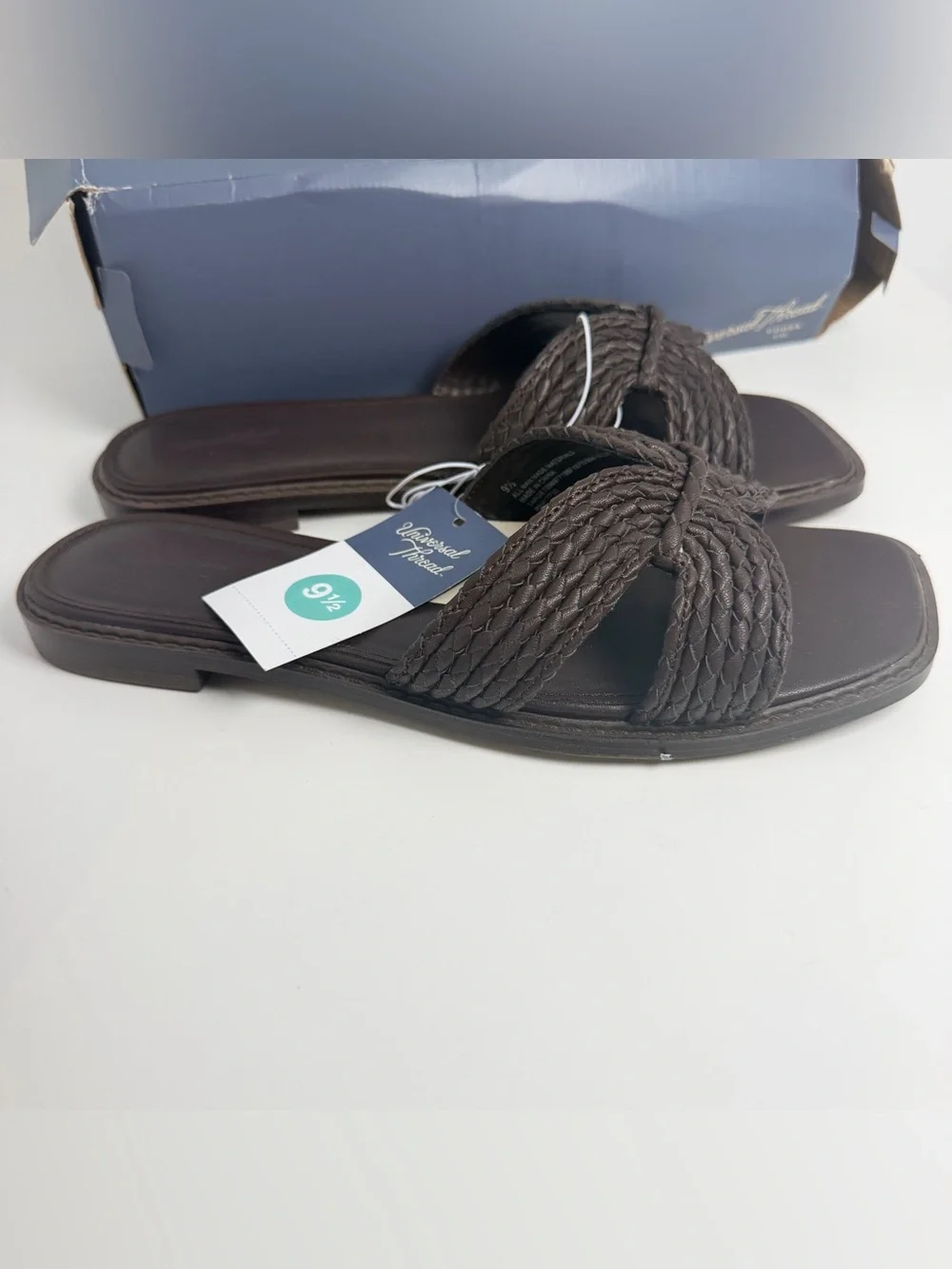 Universal Thread Braided Slide Sandals in Dark Brown